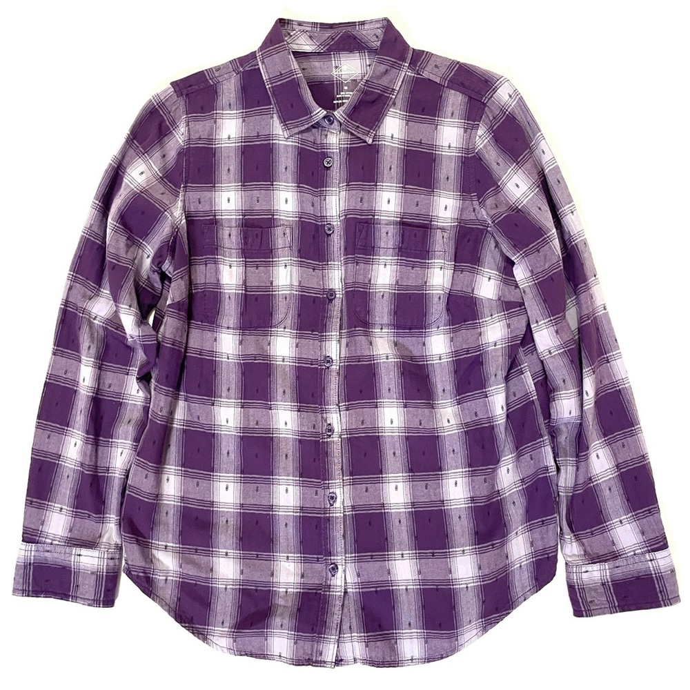 St. John’s Bay purple plaid long sleeve button down shirt